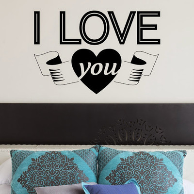 50% OFF on DeStudio Love You Heart Modern Cute Wallart Vinyl Color Black Size 150 X 60 Cms Wall Sticker