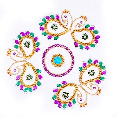 58% OFF on Amba Handicraft Blue Kali Mor Rangoli Acrylic Sheet Sticker