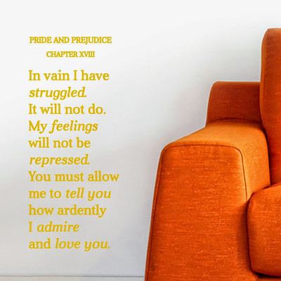 50% OFF on DeStudio Pride And Prejudice Quote Book2 Color Yellow Size 150 X 60 Cms Wall Sticker