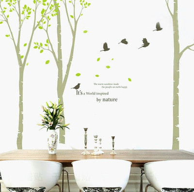 82% OFF on Uberlyfe Birch Trees with Green Leaves Birds Pigmented Polyvinyl Films Imported Sticker Pack of 1 82% OFF on Uberlyfe Birch Trees with Green Leaves Birds Pigmented Polyvinyl Films Imported Sticker Pack of 1