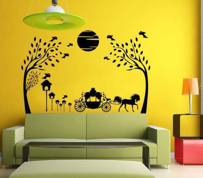 40% OFF on Hoopoe Decor Beautiful nature with horse and jungle Wall Sticker Pack of 1