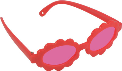 60% OFF on Angel Glitter Deep Pink Sunflower Style Cute Children's Fashion Goggles Oval Sunglasses