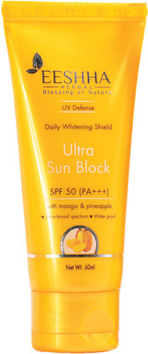 3% OFF on Eeshha Ultra Sun Block - SPF 50 PA+++ 3% OFF on Eeshha Ultra Sun Block - SPF 50 PA+++