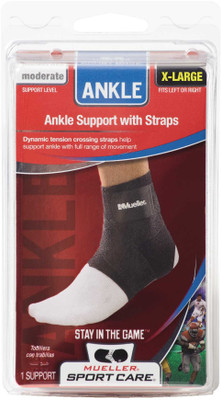 Mueller Neoprene Blend with Straps Ankle Support (XL, Black) Mueller Neoprene Blend with Straps Ankle Support (XL, Black)