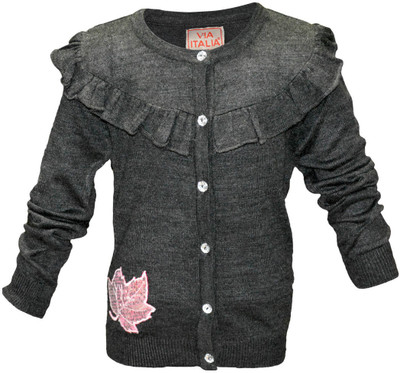 49% OFF on Via Italia Solid Round Neck Casual Baby Girl's Sweater