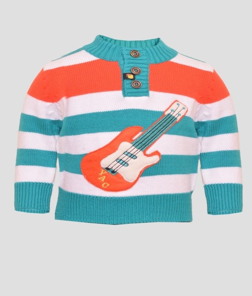 25% OFF on Yellow Apple Striped Round Neck Casual Boy's Sweater