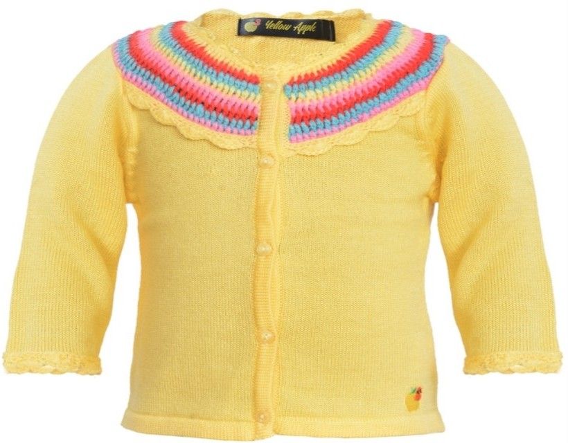 40% OFF on Yellow Apple Solid Round Neck Casual Baby Girl's Sweater
