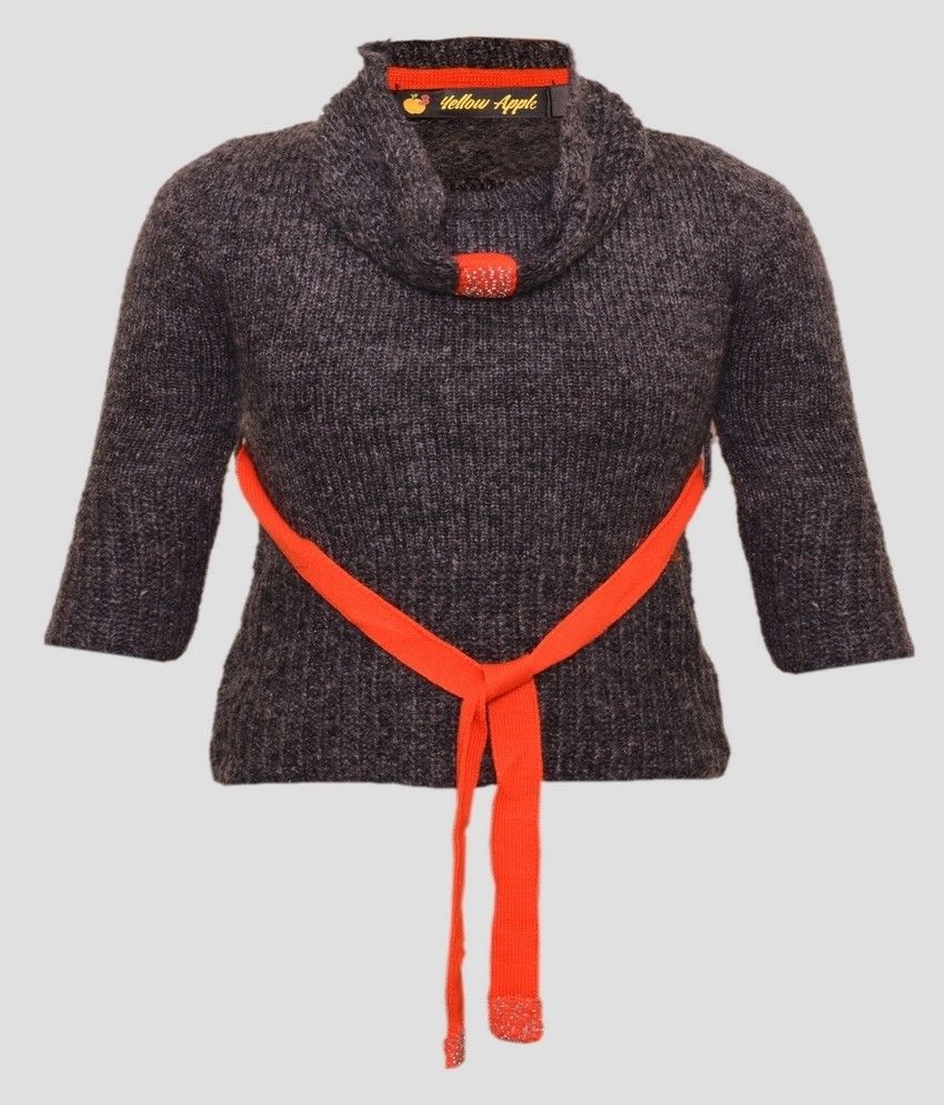 Yellow Apple Solid Round Neck Casual Girl's Sweater Yellow Apple Solid Round Neck Casual Girl's Sweater