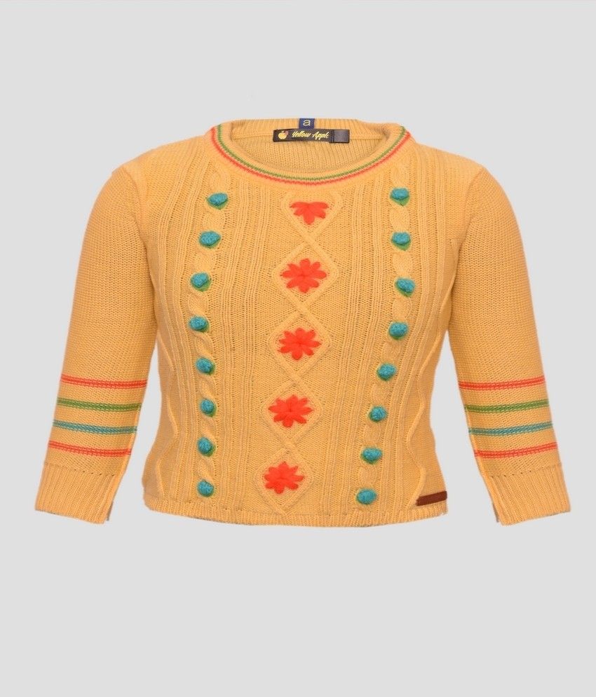 20% OFF on Yellow Apple Self Design Round Neck Casual Girl's Sweater