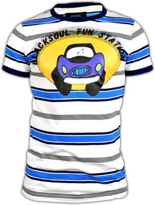 60% OFF on Blacksoul Striped Men's Round Neck T-Shirt