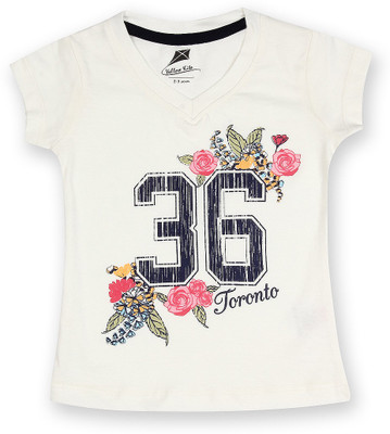 Yellow Kite Printed Girl's V-neck T-Shirt Yellow Kite Printed Girl's V-neck T-Shirt