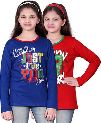 46% OFF on Sinimini Printed Girl's Round Neck T-Shirt
