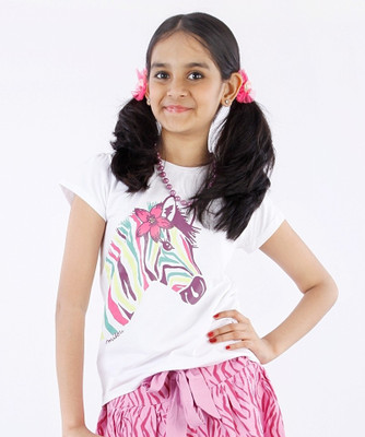 Milou Animal Print Baby Girl's Round Neck T-Shirt Milou Animal Print Baby Girl's Round Neck T-Shirt