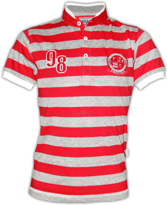 Fingerchips Striped, Printed Boy's Mandarin Collar T-Shirt Fingerchips Striped, Printed Boy's Mandarin Collar T-Shirt