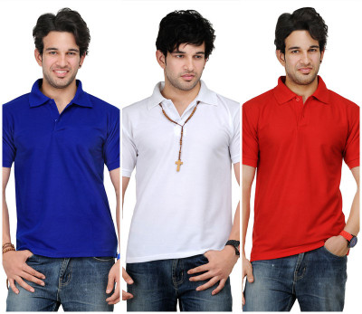 60% OFF on TSX Solid Men's Polo T-Shirt Pack of 3