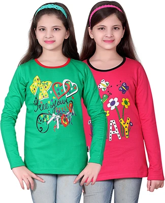 40% OFF on Sinimini Printed Girl's Round Neck T-Shirt