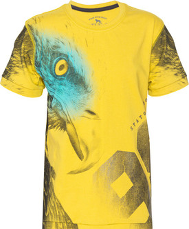 Status Quo Cubs Graphic Print Boy's Round Neck Yellow T-Shirt