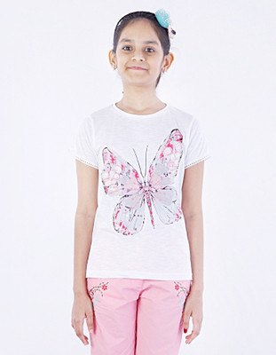 Milou Graphic Print Girl's Round Neck T-Shirt