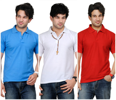 60% OFF on TSX Solid Men's Polo T-Shirt Pack of 3