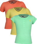 44% OFF on Jazzup Solid Girl's Round Neck T-Shirt Pack of 3