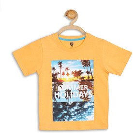 612 League Graphic Print Boy's Round Neck Orange T-Shirt