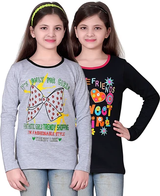 40% OFF on Sinimini Printed Girl's Round Neck T-Shirt