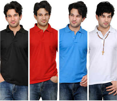 60% OFF on TSX Solid Men's Polo T-Shirt Pack of 4