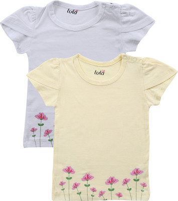 30% OFF on Lula Floral Print Baby Girl's Round Neck T-Shirt Pack of 2