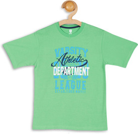 612 League Graphic Print Boy's Round Neck Green T-Shirt