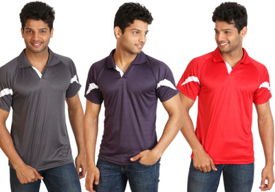 25% OFF on Campus Sutra Solid Men's Polo T-Shirt Pack of 3