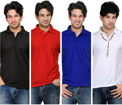 68% OFF on TSX Solid Men's Polo T-Shirt Pack of 4