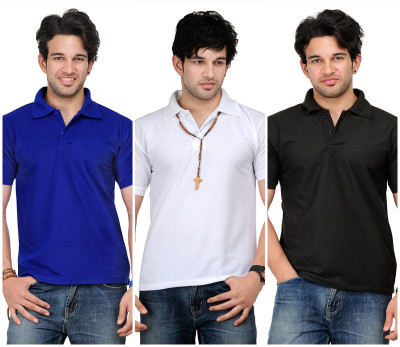 56% OFF on TSX Solid Men's Polo T-Shirt Pack of 3