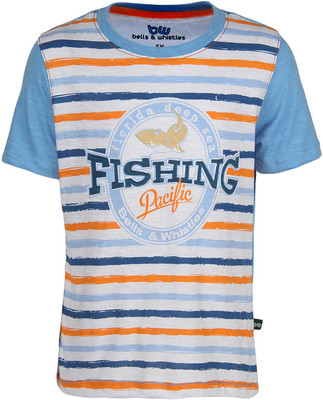 Bells and Whistles Striped Baby Girl's Round Neck T-Shirt