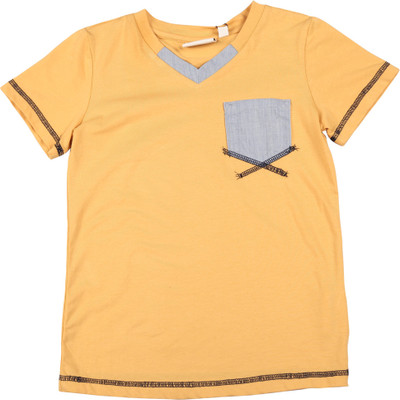 Brown Bows Solid Boy's V-neck T-Shirt