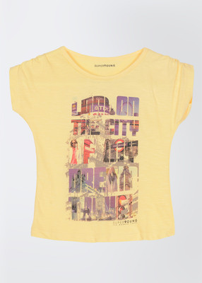 56% OFF on Super Young Printed Girl's Round Neck T-Shirt