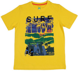 Poppers By Pantaloons Graphic Print Boy's Round Neck Yellow T-Shirt