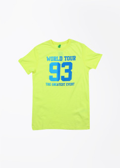 United Colors Of Benetton Printed Boy's Round Neck Yellow T-Shirt