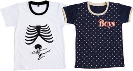 Be 13 Printed Boy's Round Neck White, Dark Blue T-Shirt Pack Of 2