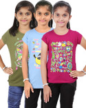 7% OFF on Bes-Tex Printed Baby Girl's Round Neck T-Shirt Pack of 3