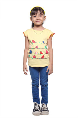 40% OFF on Stop To Start Printed Girl's Round Neck T-Shirt