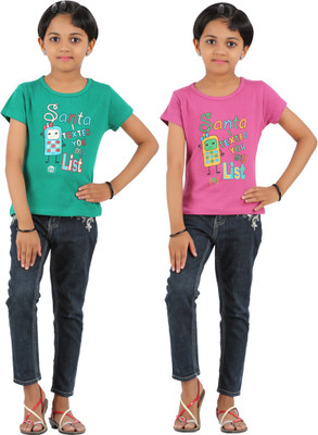 60% OFF on Rhamgold Printed Girl's Round Neck Reversible T-Shirt