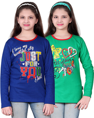 40% OFF on Sinimini Printed Girl's Round Neck T-Shirt