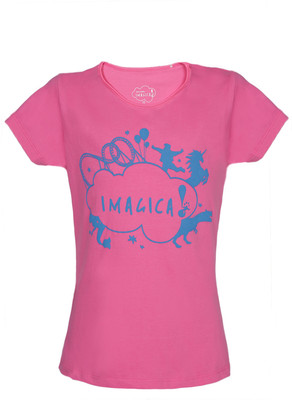 14% OFF on Imagica Animal Print, Printed Girl's Round Neck T-Shirt