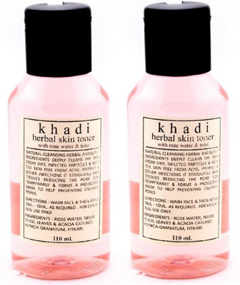 Khadi Herbal Skin Toner - Rose Water & Tulsi Pack of 2 220 ml Khadi Herbal Skin Toner - Rose Water & Tulsi Pack of 2 220 ml