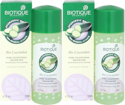Biotique Cucumber Pore Tightening Face Freshener Pack Of 2 120 ml Biotique Cucumber Pore Tightening Face Freshener Pack Of 2 120 ml