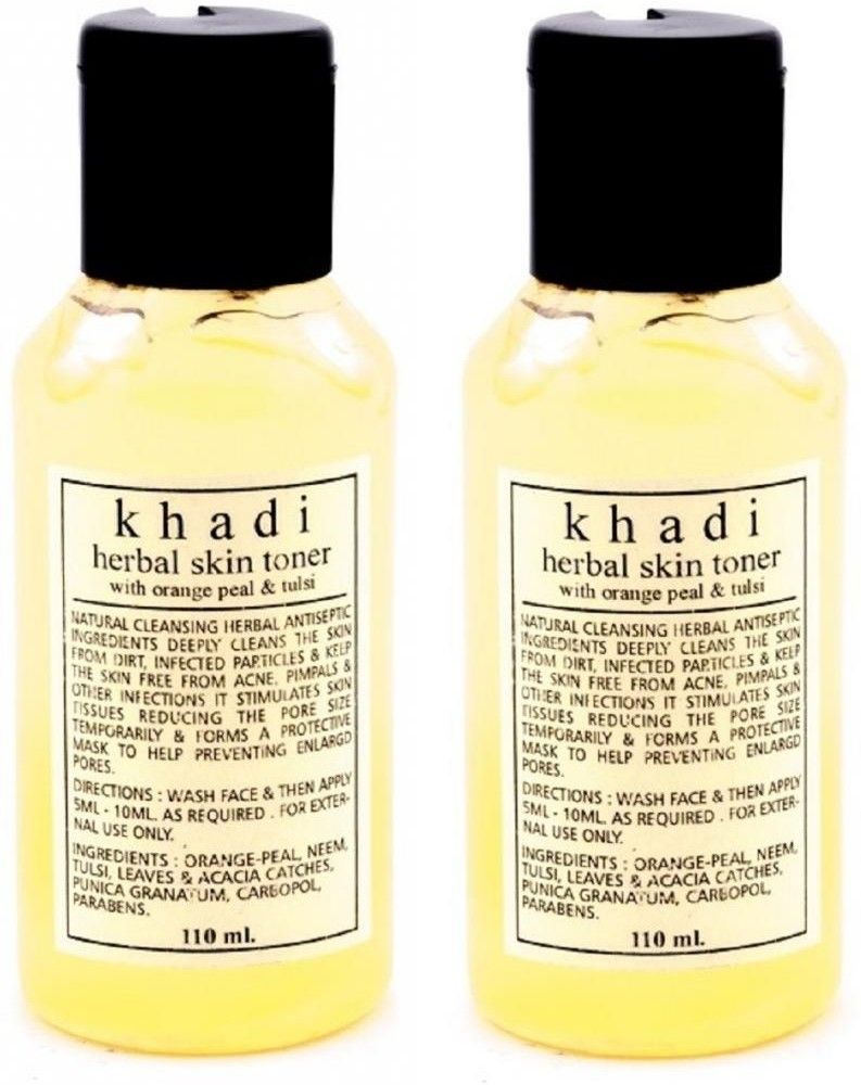 Khadi Herbal Skin Toner - Orange Peel & Tulsi Pack of 2 220 ml Khadi Herbal Skin Toner - Orange Peel & Tulsi Pack of 2 220 ml