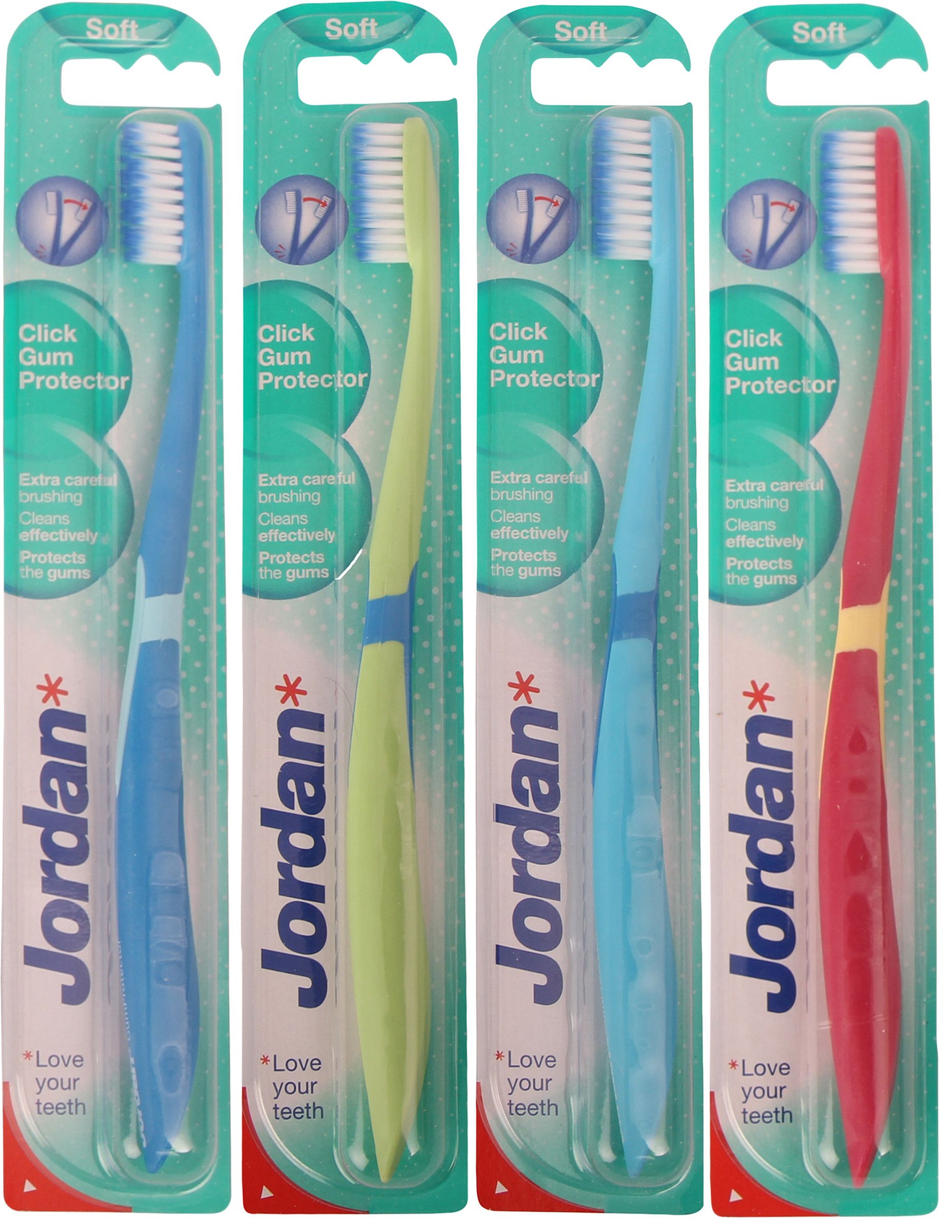 Buy Jordan Click Gum Protector Soft Toothbrush Pack of Four 1 Blue