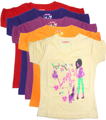 New Day Casual Short Sleeve Graphic Print Girl's Top