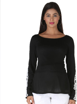 Morph Maternity Casual Full Sleeve Solid Women's Black Top