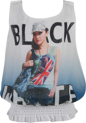 30% OFF on Purple Nasty Casual Sleeveless Printed Girl's Top